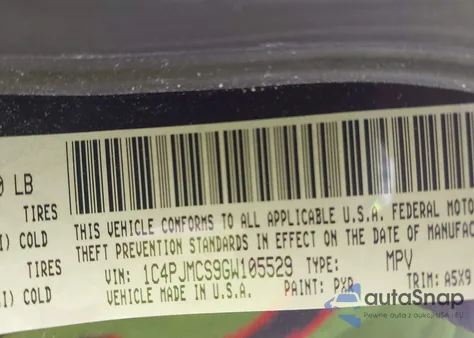 2016 Jeep Cherokee Latitude z USA, uszkodzony, nr VIN 1C4PJMCS9GW105529